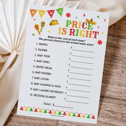Price Is Right Game Mexican Baby Shower, Mexican Fiesta Baby Shower Game Price Is Right, Guessing Price Game Printables