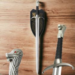Handmade Game Of Thrones Jon Snow Sword Movie Replica Sword With Wall Plaque