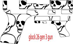 Glock 26 Gen 3 Hand Gun Design seamless skull pattern svg laser Engraving, cnc cutting vector file