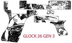 Glock 26 Gen 3 Hand Gun Design abstract pattern svg laser Engraving, cnc cutting vector file