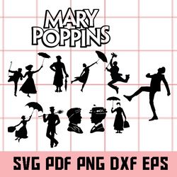 Mary Poppins Svg, Mary Poppins Eps, Mary Poppins Dxf, Mary Poppins Png, Mary Poppins Clipart, Mary Poppins digital art