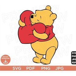Winnie Pooh Love SVG PNG, Pooh Svg, Bear Svg clipart disneyland ears Svg Cut file Cricut, Silhouette