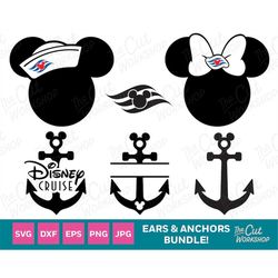 Mouse Sailor Hat Mouse Ears and Anchors Cruise Bundle | SVG Clipart Images Digital Download Sublimation Cricut Cut File