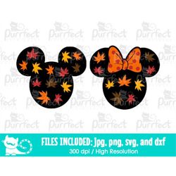 Mouse Fall Thanksgiving Theme Leaves SVG, Autumn 2019 SVG, Digital Cut Files in svg, dxf, png and jpg, Printable Clipart