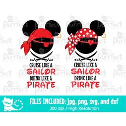 BUNDLE Cruise Like A Sailor Drink Like A Pirate SVG, Family Halloween Vacation Trip, Digital Cut Files svg dxf png jpg,