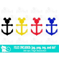Mouse Cruise Anchor SVG, Digital Cut Files in svg, dxf, png and jpg, Printable Clipart, Instant Download