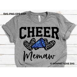 Cheerleader Memaw Svg, Leopard Glitter Cheerleader Svg, Leopard Print Heart Svg, Cheer Shirts Svg, Cheer Memaw Shirt Iro