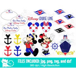 Mouse Family Cruise Bundle SVG, Cruise Line SVG, Digital Cut Files in svg, dxf, png and jpg, Printable Clipart