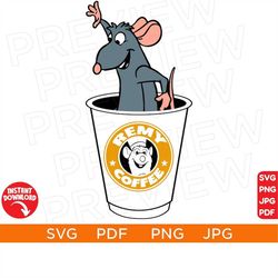 Ratatouille Coffee Svg Remy Mouse Ratatouille SVG Disneyland Ears svg png clipart SVG, Cut file Cricut, Silhouette