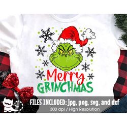 Merry Grinchmas 2022 SVG, Grinch Christmas SVG, Grinch Face, Funny Grinch Family Shirt, Digital Cut Files svg dxf jpeg p