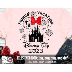 Family Vacation Mouse Trip 2023 with Bow SVG, Mouse Castle Shirt, Digital Cut Files svg dxf png jpg, Printable Clipart,