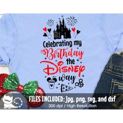 Birthday Mouse Castle Design Magical SVG, Cute Mouse Shirt, Digital Cut Files in svg dxf png jpg, Printable Clipart, Ins