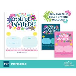 Encanto Birthday Party Invitation 5' x 7' Printable - Blue / Pink / White Themes Included - PDF Instant Digital Download