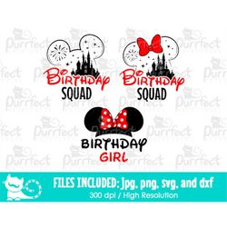 Mouse Birthday Girl Squad BUNDLE SVG, Celebration Cut File, Digital Cut Files in svg, dxf, png and jpg, Printable Clipar