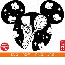 Remy Mouse Ratatouille SVG Disneyland Ears Disneyworld svg png clipart SVG, Cut file Cricut, Silhouette
