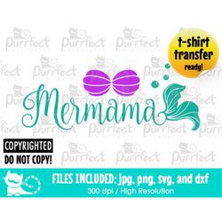 Mermama Mermaid Tail SVG, Digital Cut Files in svg, dxf, png and jpg, Printable Clipart