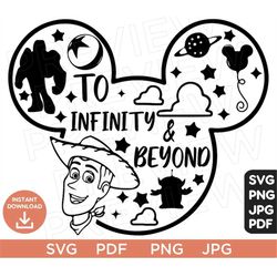 To Infinity And Beyond Svg, Woody Toy Story svg Ears svg png clipart, cricut design Svg Pdf Jpg Png, Cut file Cricut, Si