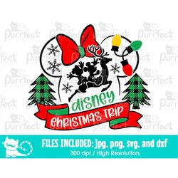 Christmas Trip Mouse Girl SVG, Family Holiday Vacation Trip Shirt, Digital Cut Files svg dxf jpeg png, Printable Clipart