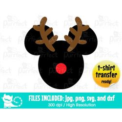 Mickey Christmas Reindeer Antler SVG, Christmas Reindeer SVG, Digital Cut Files in svg, dxf, png and jpg, Printable Clip