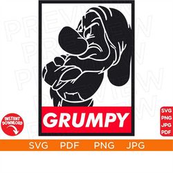 Grumpy happy face SVG, Snow White Seven Dwarfs SVG Grumpy Dwarfs Svg Disneyland Ears Clipart Svg clipart SVG Cut file Cr