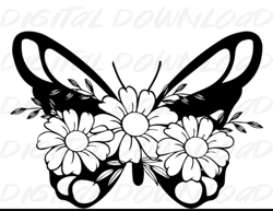 Floral butterfly svg, Butterfly with flowers svg, butterfly monogram, butterfly design svg