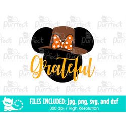 Grateful Mouse SVG, Fall Autumn 2022 SVG, Thanksgiving SVG, Digital Cut Files in svg dxf png jpg, Printable Clipart, Ins