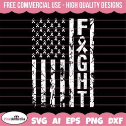 Lung Cancer Fight USA Flag Svg, Cancer Ribbon SVG, Lung Cancer Awareness SVG, White Cancer Ribbon svg, svg cut file for