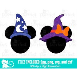 Mouse Wizard and Witch SVG, Wizard and Witch SVG, Digital Cut Files in svg, dxf, png and jpg, Printable Clipart