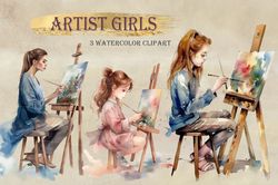 Artist Girls - Watercolor Artist Clipart