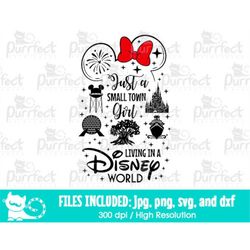 Just A Small Town Girl Living In A Mouse World SVG, Cruise Parks Trip, Digital Cut Files svg dxf png jpg, Printable Clip