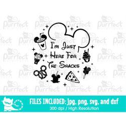 I'm Just Here For The Snacks SVG, Funny Family Trip Shirt Design, Digital Cut Files in svg dxf png jpg, Printable Clipar