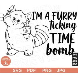 I'm Furry Ticking Time Bomb SVG, Turning Red Mei Lee, Red panda clipart SVG JPG, Disneyland Ears Cut File Sayers Cricut,