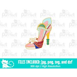 Princess Shoe SVG, Digital Cut Files in svg, dxf, png and jpg, Printable Clipart