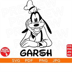 Garsh Goofy Vector Svg, Goofy Ears SVG Mouse png, Disneyland ears svg clipart SVG, cut file layered by color, Silhouette