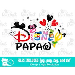 Mouse Family Papaw Design SVG, Family Vacation Trip Shirt Design, Digital Cut Files svg dxf png jpg, Printable Clipart,