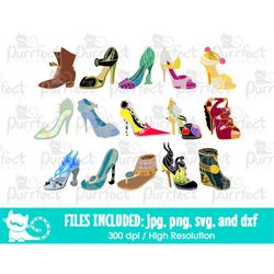 All Princess Shoes Bundle Pack SVG, Princess SVG, Digital Cut Files in svg, dxf, png and jpg, Printable Clipart
