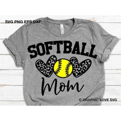 softball mom svg, leopard softball mom png, sports svg, cheetah softball mom shirt iron on png, love softball cricut