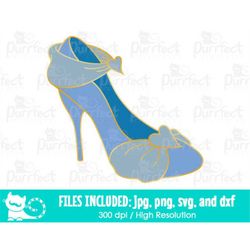 Princess Shoe SVG,  Digital Cut Files in svg, dxf, png and jpg, Printable Clipart