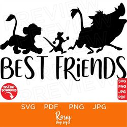 Best Friends The Lion King SVG , Pumbaa, Simba, Svg , Disneyland Ears Clipart Svg clipart SVG, Cut file Cricut, Silhouet