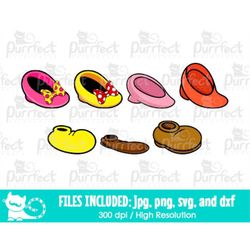 Mouse and Friends Shoes Design SVG Bundle Pack, Digital Cut Files in svg, dxf, png and jpg, Printable Clipart, Instant D