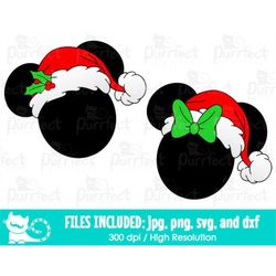 Mouse Christmas Hat_Head Ears SVG, Head Hat SVG, Digital Cut Files in svg, dxf, png and jpg, Printable Clipart