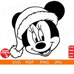 Minnie Christmas Vector Svg, Mickey Ears SVG Mouse png, Disneyland ears svg clipart SVG, cut file, Silhouette, Cricut de