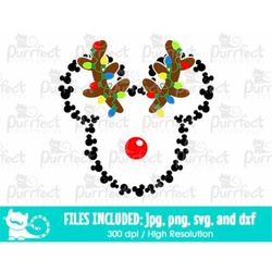 Mouse Christmas Reindeer SVG, Christmas Reindeer Antler, Digital Cut Files in svg, dxf, png and jpg, Printable Clipart