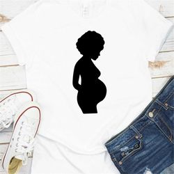 Black Pregnant Woman SVG, Silhouette Pregnant Woman, Mother's Day SVG, Mom Shirt svg, Gift for Mom svg, Cut File Cricut,