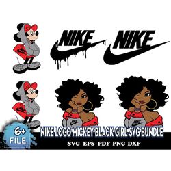 Nike Logo Mickey Black Girl SVG Bundle, SVG, Nike Symbol, Nike Logo PNG, Nike SVG, Original Nike Logo, Nike Mickey Mouse