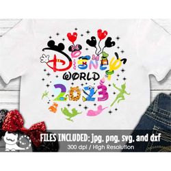 Mouse World 2023 Design SVG, Birthday Never Grow Up Shirt Design, Digital Cut Files svg dxf png jpg, Printable Clipart,