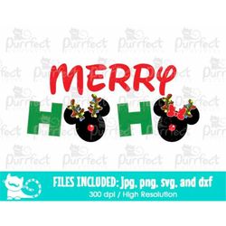 Merry HO HO SVG, Mouse Christmas Reindeer Antler, Digital Cut Files in svg, dxf, png and jpg, Printable Clipart