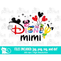 Mouse Family Mimi Design SVG, Family Vacation Trip Shirt Design, Digital Cut Files svg dxf png jpg, Printable Clipart, I