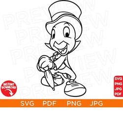 Jiminy Cricket Pinocchio SVG Disneyland Ears wood doll real boy Svg clipart SVG Cut file Cricut Silhouette Cricut Design