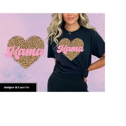 Retro Mama Png, Leopard Print Heart Design, Mom Sublimation Download, Gifts for Mom, Trendy Shirt, Summer Tshirt, Digita